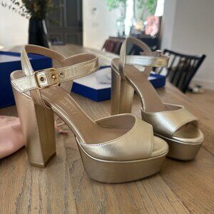 Stuart Weitzman Women's Ryder 95 Gold Platform Sandals Size 6 B/ 36. EU